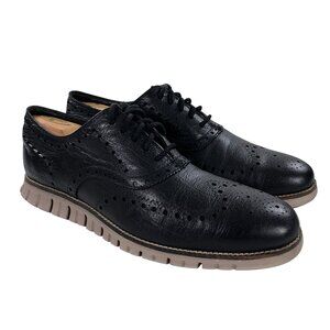 Cole Haan ZEROGRAND Wingtip Oxford Shoes Size 10.5 M C26324 Black Leather